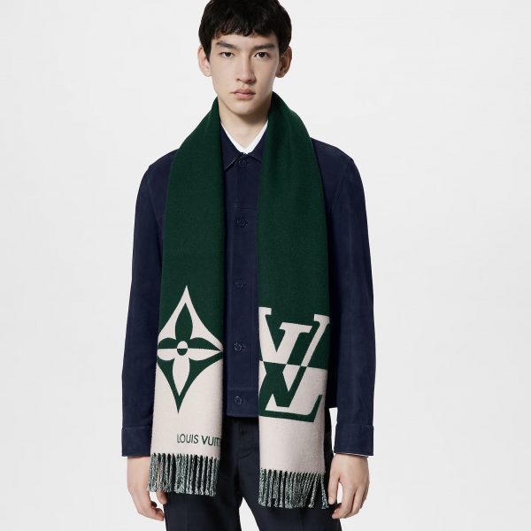 Outlet Louis Vuitton Dark Green M79139 Graphic Dual Scarf On
