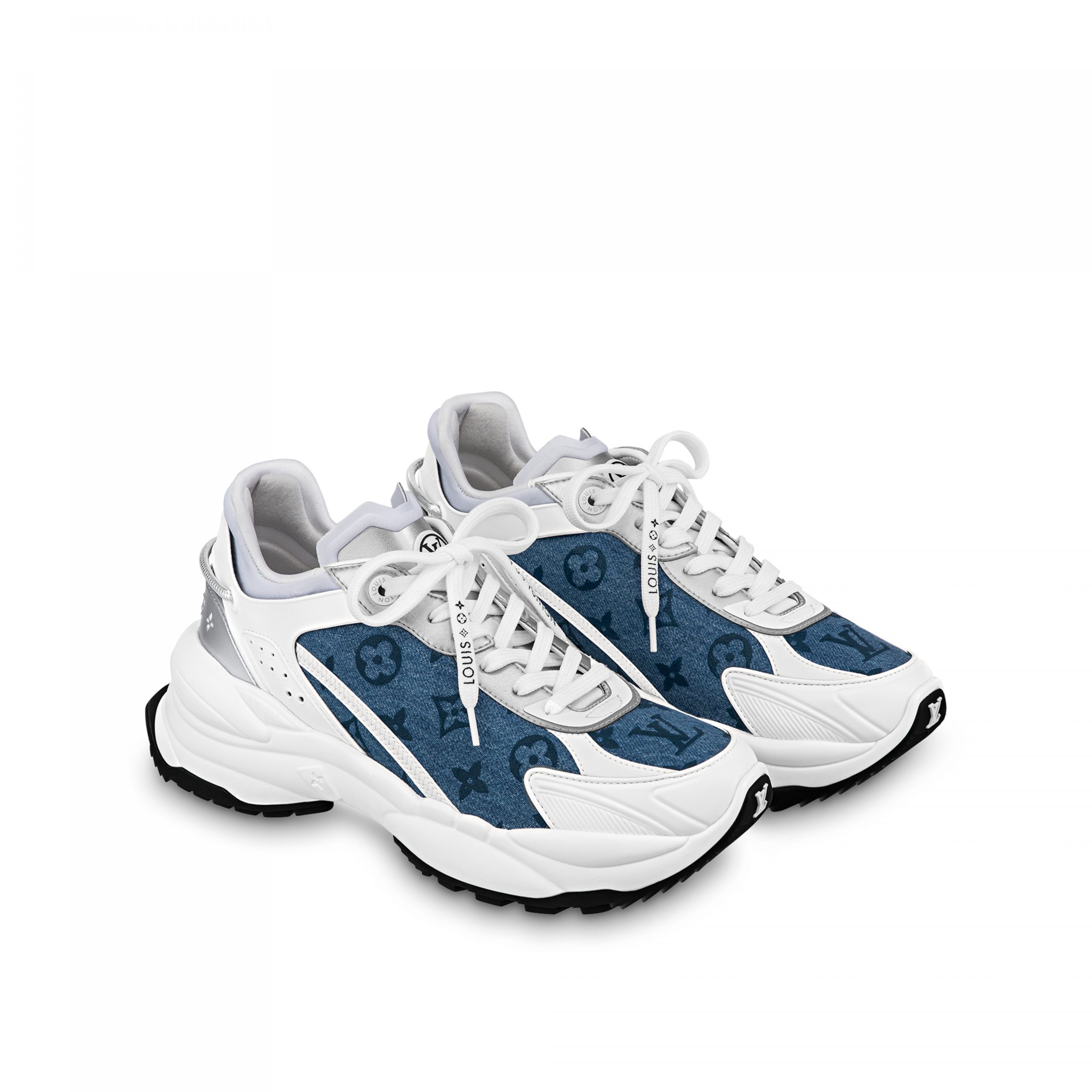 Outlet Louis Vuitton LV Run 55 Sneaker Monogram denim Blue