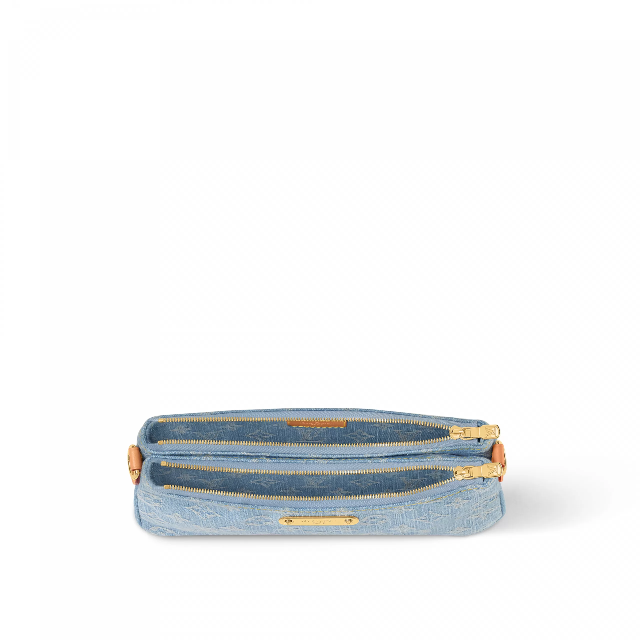 送料込◆希少品♪【LOUIS VUITTON】Liv Pochette Sky Blue Denim Louis Vuitton Liv Pochette Bag – Blue Denim Monogram, Gold